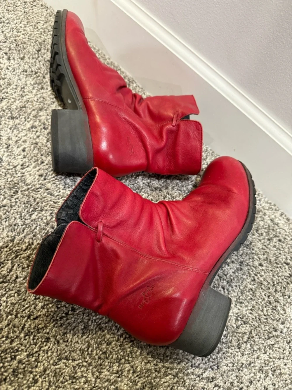 Bos&co Madrid Women's Red Leather Ankle Boots - Size 40 EU or 9 US
